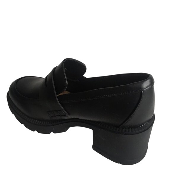 Y2K Esprit Regina Shoes Womens Size 8M Black Loafer Heels Chunky Lug Sole 90s - Picture 8 of 13